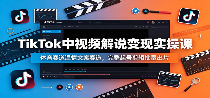 TikTok中视频解说变现实操课：体育赛道温情文案赛道，完整起号剪辑批量出片-小二项目网