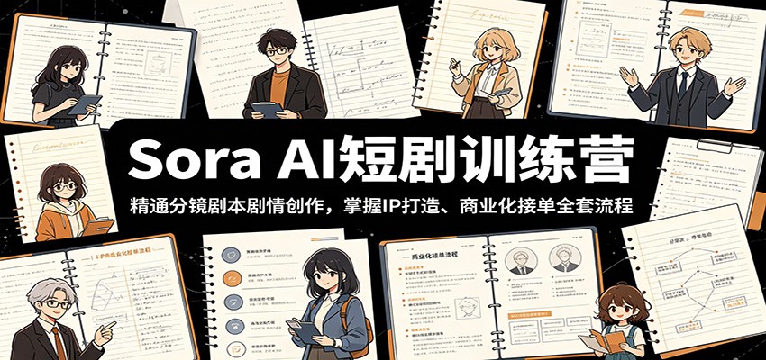 Sora AI短剧训练营：精通分镜剧本剧情创作，掌握IP打造、商业化接单全套流程-小二项目网