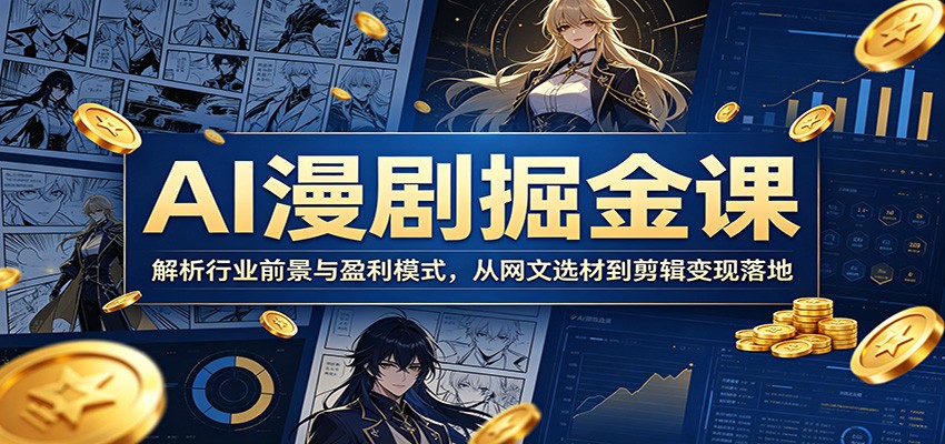AI漫剧掘金课：解析行业前景与盈利模式，从网文选材到剪辑变现落地-小二项目网