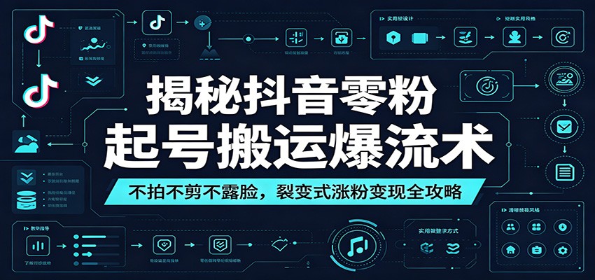 揭秘抖音零粉起号搬运爆流术：不拍不剪不露脸，裂变式涨粉变现全攻略-小二项目网