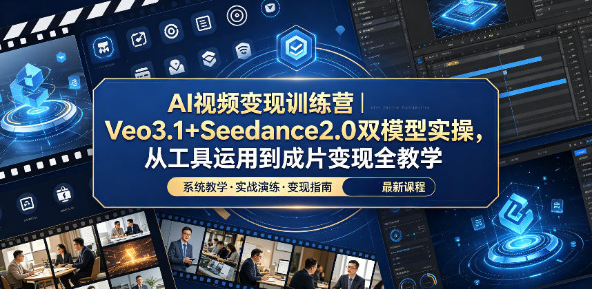 AI视频变现训练营｜Veo3.1+Seedance2.0双模型实操，从工具运用到成片变现全教学-小二项目网