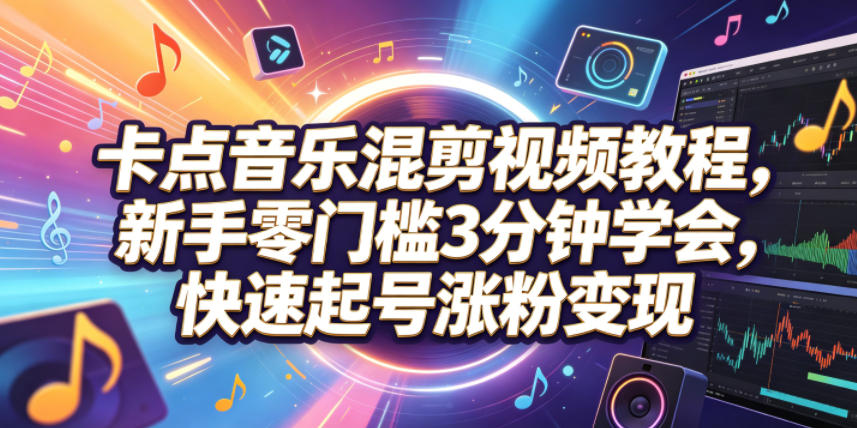 卡点音乐混剪视频教程，新手零门槛3分钟学会，快速起号涨粉变现-小二项目网