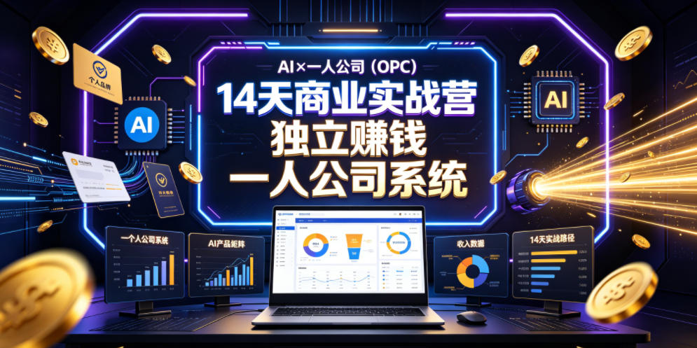AI×一人公司（OPC）14天商业实战营，用AI帮你搭建一个属于你自己的、能独立賺钱的一人公司系统-小二项目网