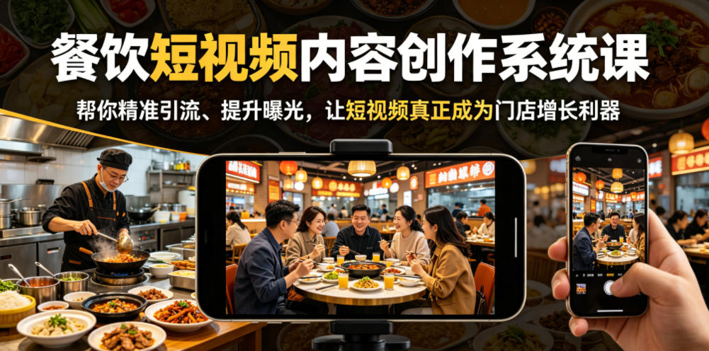 餐饮短视频内容创作系统课，帮你精准引流、提升曝光，让短视频真正成为门店增长利器-小二项目网