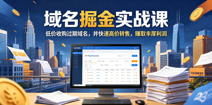 域名交易掘金实战课，低价收购过期域名，并快速高价转售，賺取丰厚利润【原创双语字幕】-小二项目网