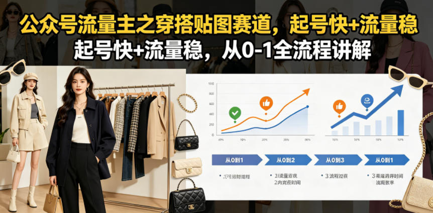 公众号流量主之穿搭贴图赛道，起号快+流量稳，从0-1全流程讲解-小二项目网