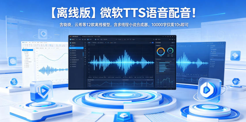 【离线版】微软TTS语音配音！含晓晓，云希等12款离线模型，含多线程小说合成器，10000字仅需10s即可-小二项目网