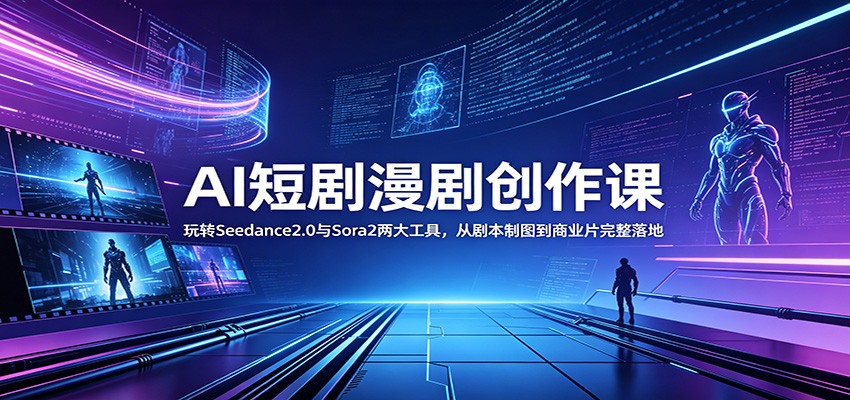 AI短剧漫剧创作课：玩转Seedance2.0与 Sora2两大工具，从剧本制图到商业片完整落地-小二项目网