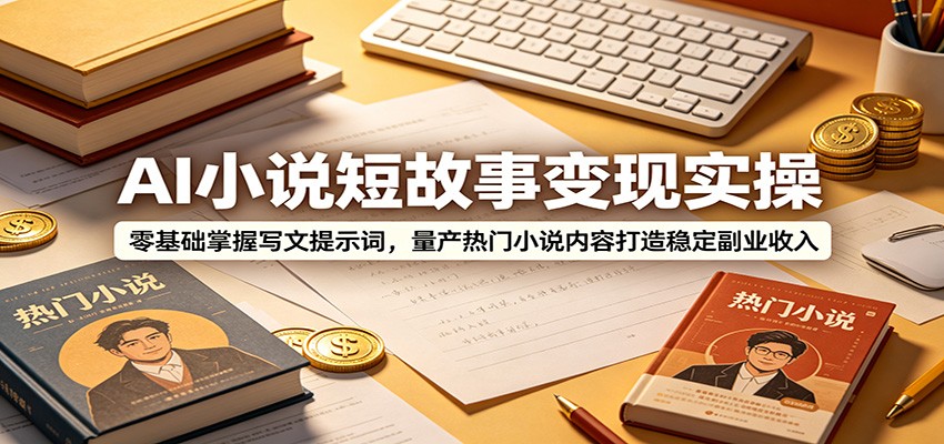 AI小说短故事变现实操：零基础掌握写文提示词，量产热门小说内容打造稳定副业收入-小二项目网