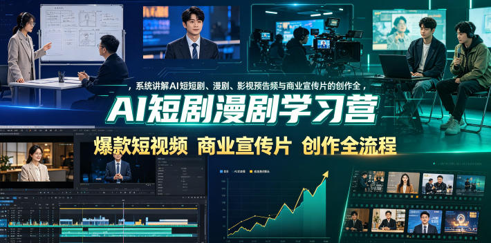 AI短剧漫剧学习营，系统讲解AI短剧、漫剧、影视预告片、爆款短视频与商业宣传片的创作全流程-小二项目网