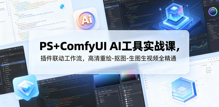 PS+ComfyUI AI工具实战课，插件联动工作流，高清重绘-抠图-生图生视频全精通-小二项目网