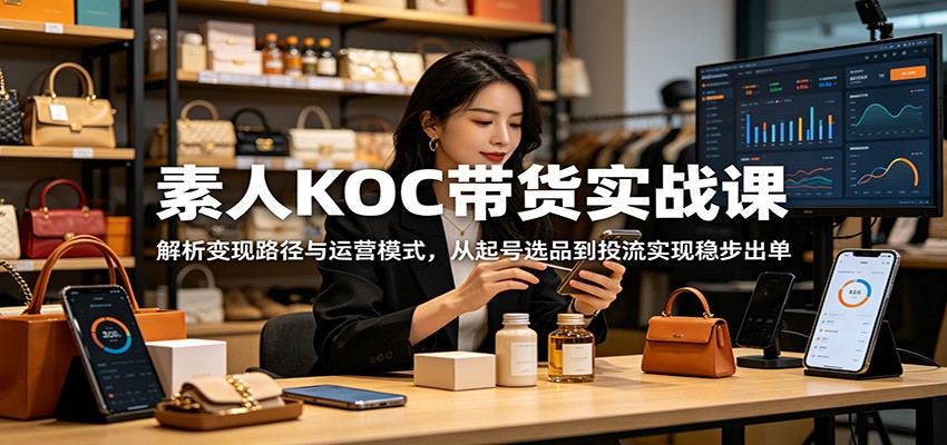 素人KOC带货实战课：解析变现路径与运营模式，从起号选品到投流实现稳步出单-小二项目网