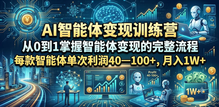 AI智能体变现训练营，从0到1掌握智能体变现的完整流程，每款智能体单次利润40—100+，月入1W+-小二项目网