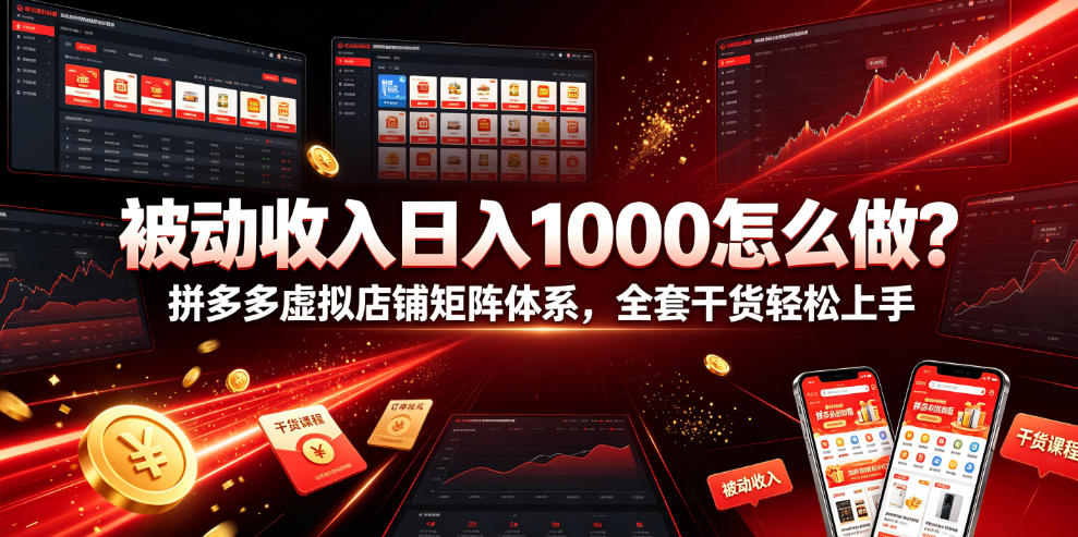 被动收入日入1000怎么做？拼多多虚拟店铺矩阵体系，全套干货轻松上手【揭秘】-小二项目网