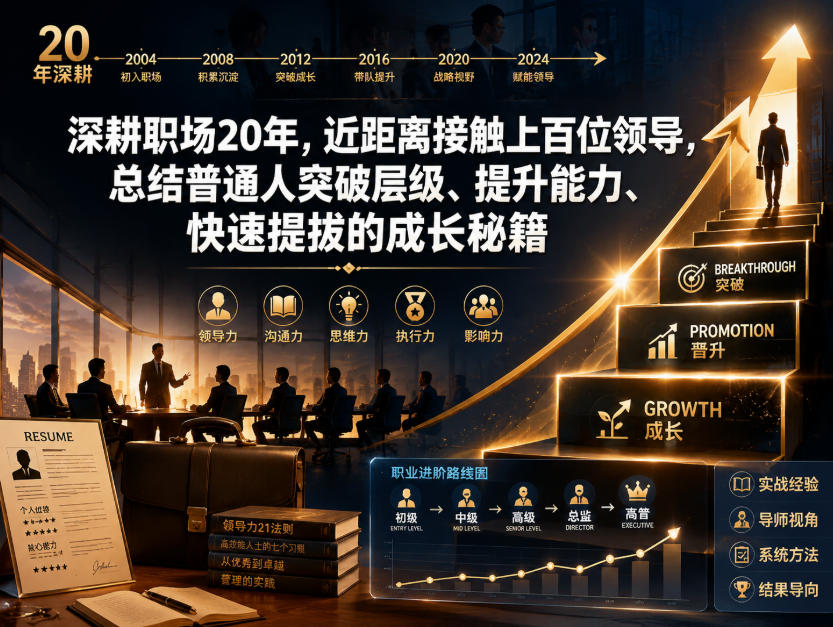 付费文章：深耕职场20年，近距离接触上百位领导，总结普通人突破层级、提升能力、快速提拔的成长秘籍（全网独家干货）-小二项目网