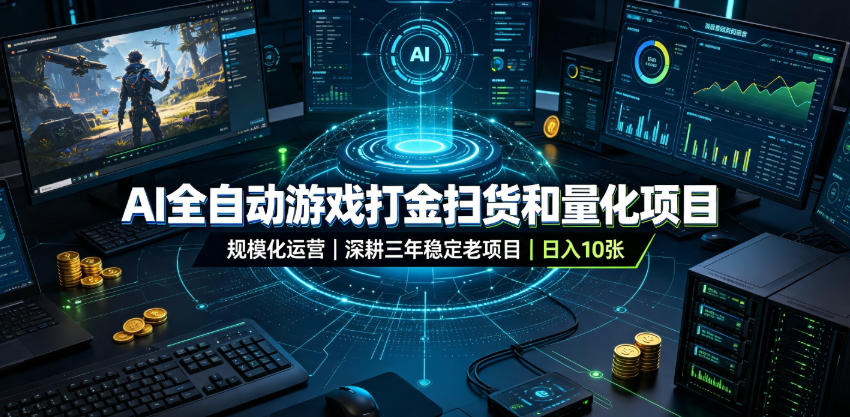 AI全自动游戏打金扫货和量化项目，规模化运营日入10张，深耕三年稳定老项目！【揭秘】-小二项目网