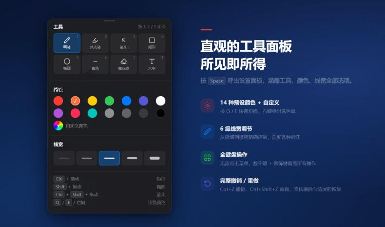 图片[2]-开源轻量级屏幕标注工具，1.4MB实现电脑全屏变自由画布！支持8种标注工具和全键盘操控MarkerOn-小二项目网