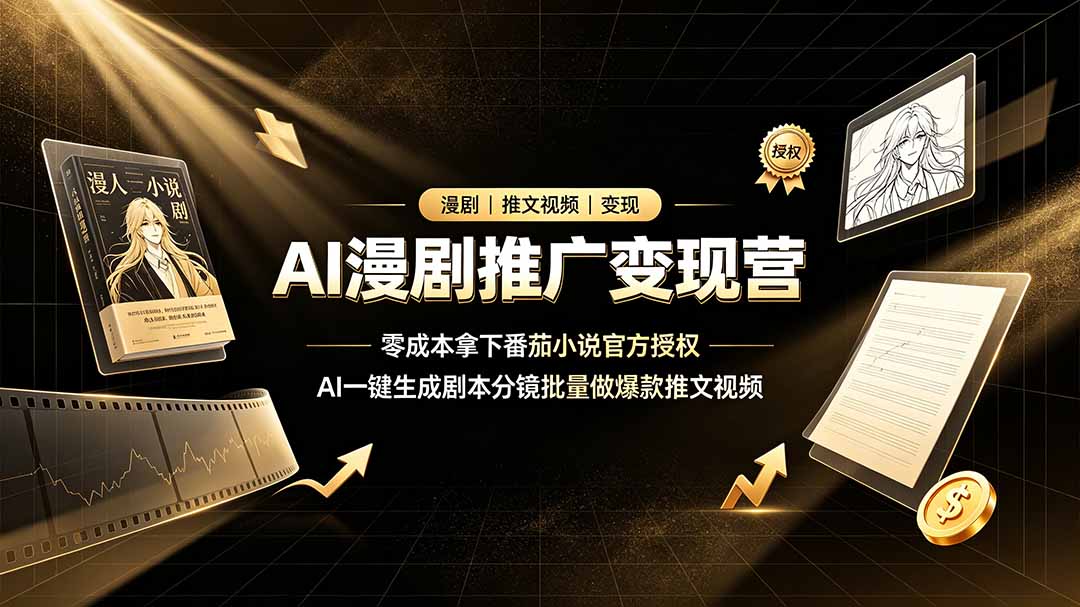 （19193期）AI漫剧推广变现营，零成本拿下番茄小说官方授权，AI一键生成剧本分镜批量做爆款推文视频-小二项目网