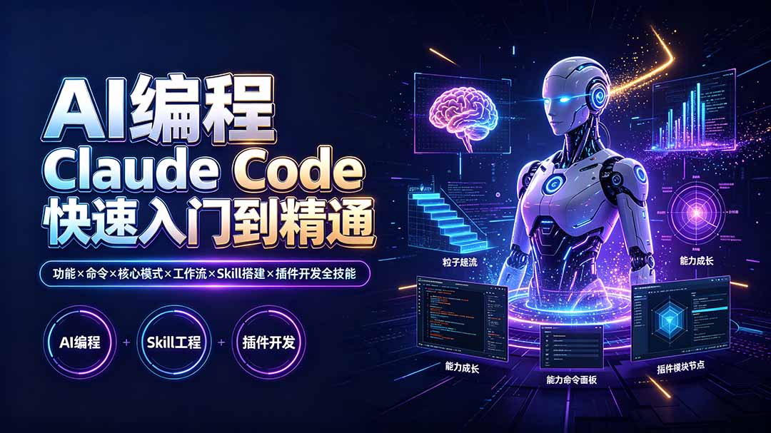 （19306期）AI编程 Claude Code快速入门到精通：功能×命令×核心模式×工作流×Skill搭建×插件开发全技能-小二项目网