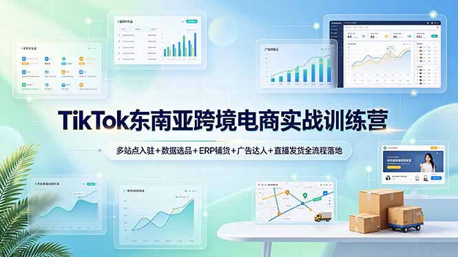 （19155期）TikTok东南亚跨境电商实战训练营：多站点入驻+数据选品+ERP铺货+广告达人+直播发货全流程落地-小二项目网