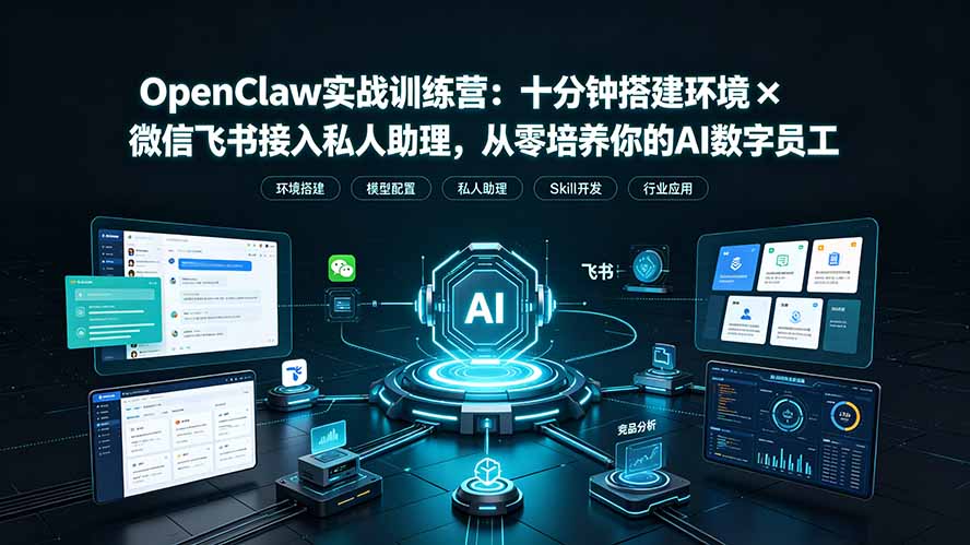 （19287期）OpenClaw实战特训营：十分钟搭建环境×微信飞书接入私人助理，从零培养你的AI数字员工-小二项目网