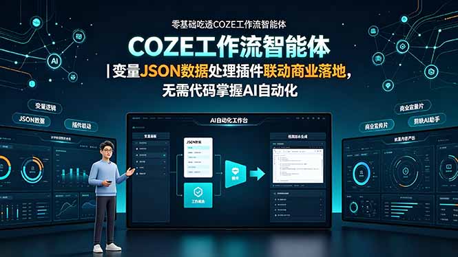 （19243期）零基础吃透COZE工作流智能体｜变量JSON数据处理插件联动商业落地，无需代码掌握AI自动化-小二项目网