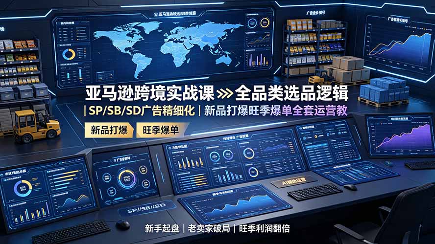 （19352期）亚马逊跨境实战课：全品类选品逻辑｜SP/SB/SD广告精细化｜新品打爆旺季爆单全套运营教程-小二项目网