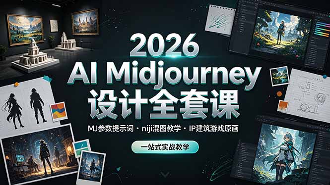 （19209期）2026 AI Midjourney设计全套课，MJ参数提示词niji混图教学，IP建筑游戏原画一站式实战教学-小二项目网