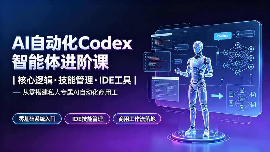 （19245期）AI自动化Codex智能体进阶课｜核心逻辑·技能管理·IDE工具｜从零搭建私人专属AI自动化商用工作流-小二项目网