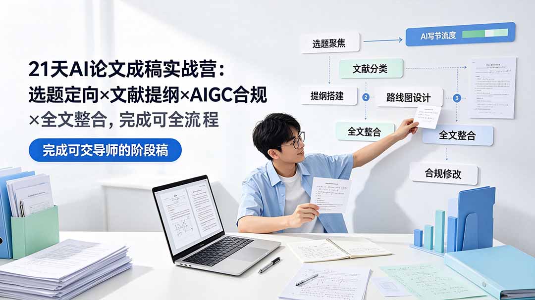 （19334期）21天AI论文成稿实战营：选题定向×文献提纲×AIGC合规×全文整合，完成可交导师的阶段稿-小二项目网