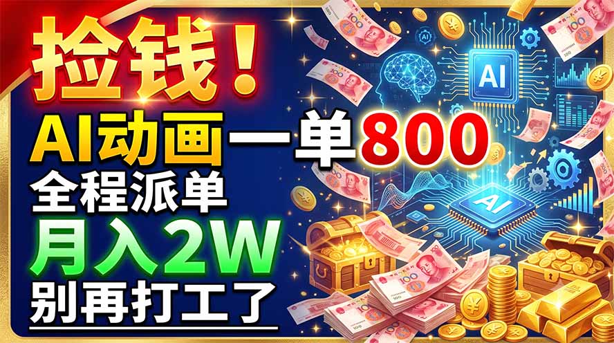 （19330期）捡钱！AI动画一单800，全程派单，月入2W，别再打工了-小二项目网