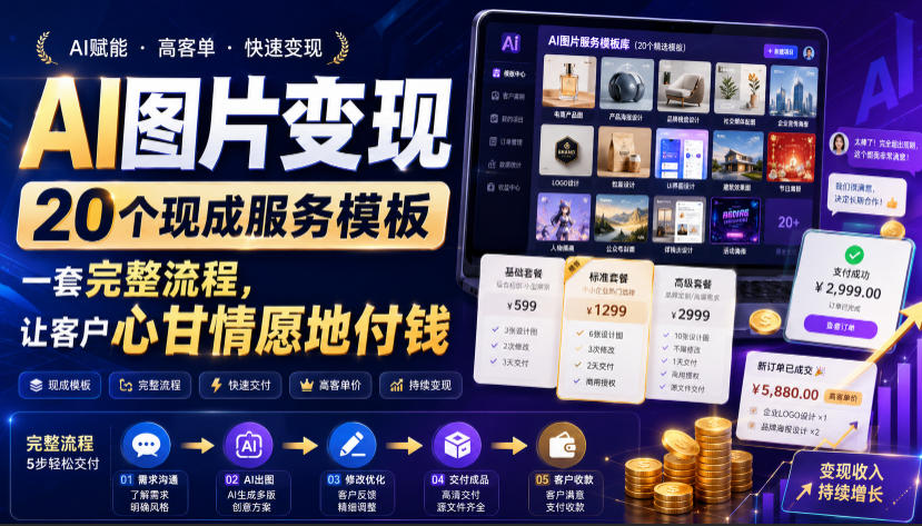 （19395期）AI图片变现，20个现成服务模板，一套完整流程，让客户心甘情愿地付钱【原创双语字幕】-小二项目网