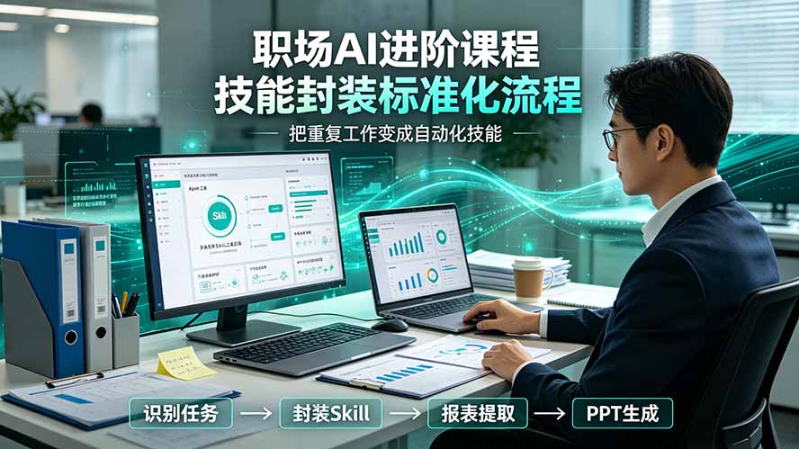 （19369期）职场AI进阶课程；多类实用Skill工具实操，专属技能封装标准化流程，报表行业报告一键提取核心内容-小二项目网
