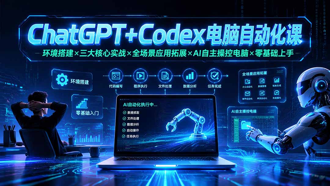 （19583期）ChatGPT+Codex电脑自动化课：环境搭建×三大核心实战×全场景应用拓展×AI自主操控电脑×零基础上手-小二项目网