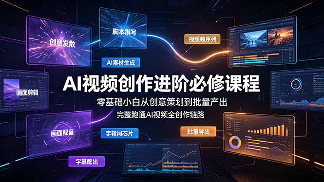 （19159期）AI视频创作进阶必修课程：零基础小白从创意策划到批量产出，完整跑通AI视频全创作链路-小二项目网