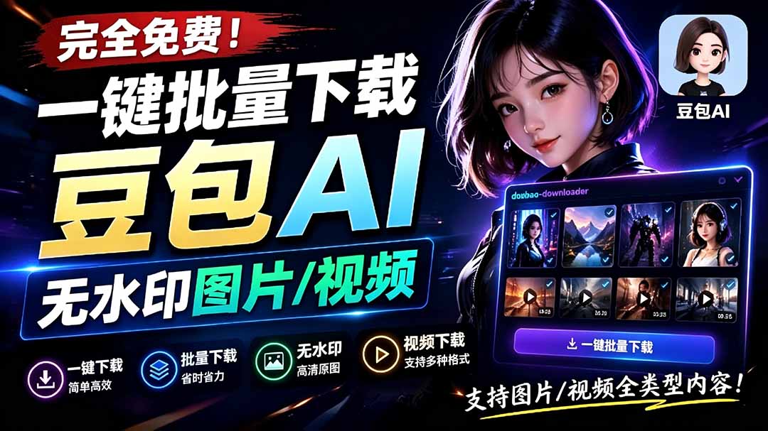 （19355期）Github最新发布！一键批量下载豆包AI无水印图片/视频，简单易用，自动解析提示词，doubao-downloader-小二项目网
