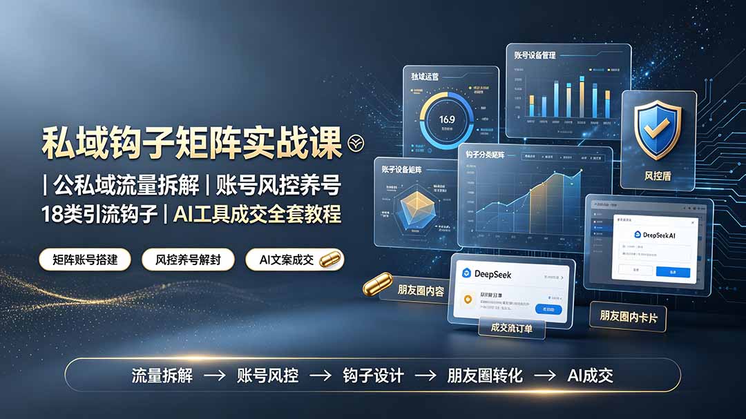 （19321期）私域钩子矩阵实战课〓公私域流量拆解｜账号风控养号｜18类引流钩子｜AI工具成交全套教程-小二项目网