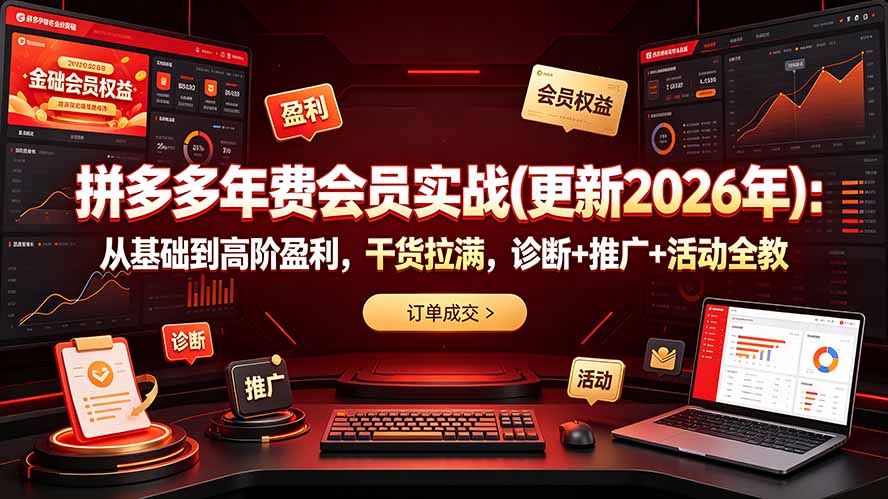 （19290期）拼多多年费会员实战(更新2026年)：从基础到高阶盈利，干货拉满，诊断+推广+活动全教-小二项目网