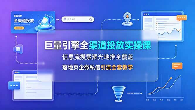 （19181期）巨量引擎全渠道投放实操课，信息流搜索聚光地推全覆盖，落地页企微私信引流全套教学-小二项目网