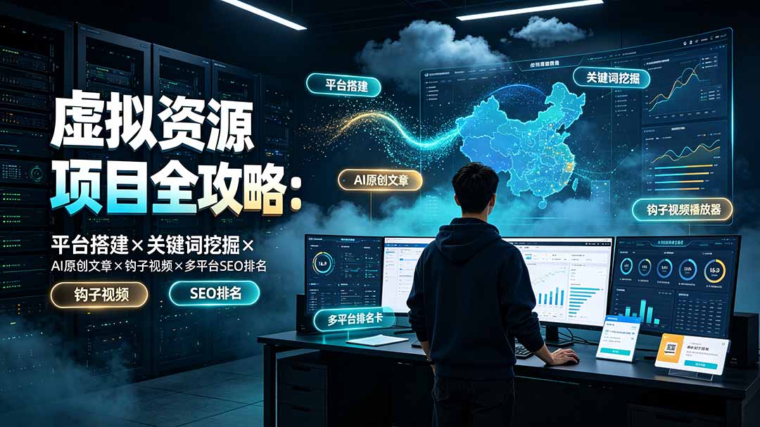 （19322期）虚拟资源项目全攻略：平台搭建×关键词挖掘×AI原创文章×钩子视频×多平台SEO排名-小二项目网