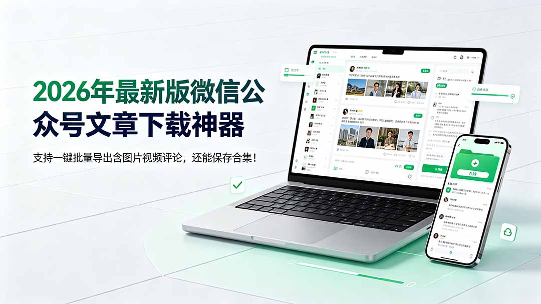 （19486期）2026年最新版微信公众号文章下载神器，支持一键批量导出含图片视频评论，还能保存合集！-小二项目网