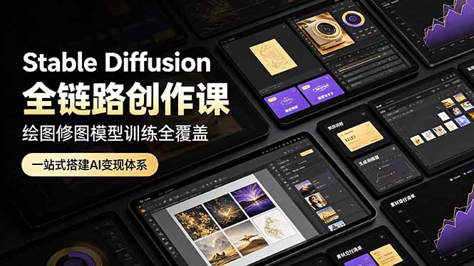（19154期）Stable Diffusion全链路创作课，绘图修图模型训练全覆盖，一站式搭建AI变现体系-小二项目网