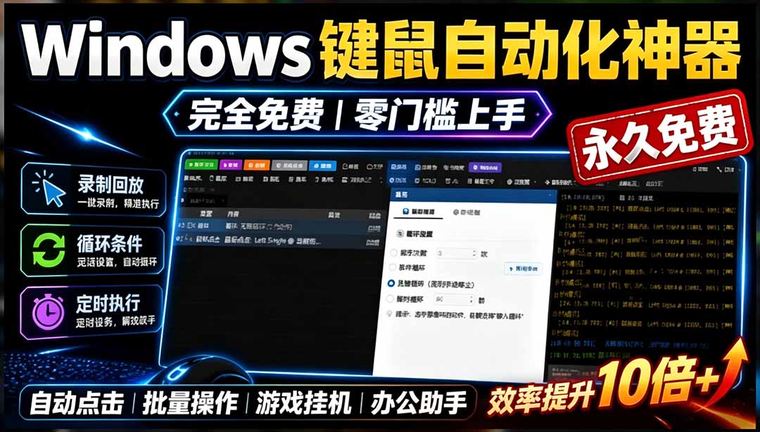 （19423期）专业Windows键鼠自动化工具，免费永久使用，告别重复操作，小白也能快速创建自动化脚本 点点精灵-小二项目网