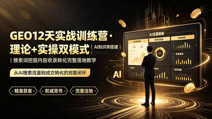 （19277期）GEO12天实战训练营·理论+实操双模式｜AI知识库搭建｜搜索词挖掘内容收录转化完整落地教学-小二项目网