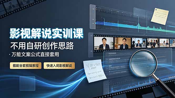 （19183期）影视解说实训课：不用自研创作思路，万能文案公式直接套用，搭配全套剪辑教程，快速入局影视解说-小二项目网