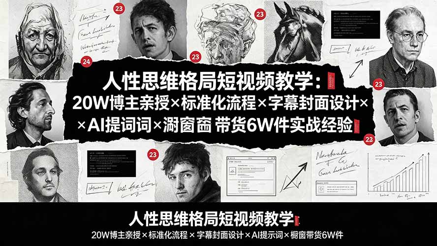 （19538期）人性思维格局短视频教学：20W博主亲授×标准化流程×字幕封面设计×AI提示词×橱窗带货6W件实战经验-小二项目网