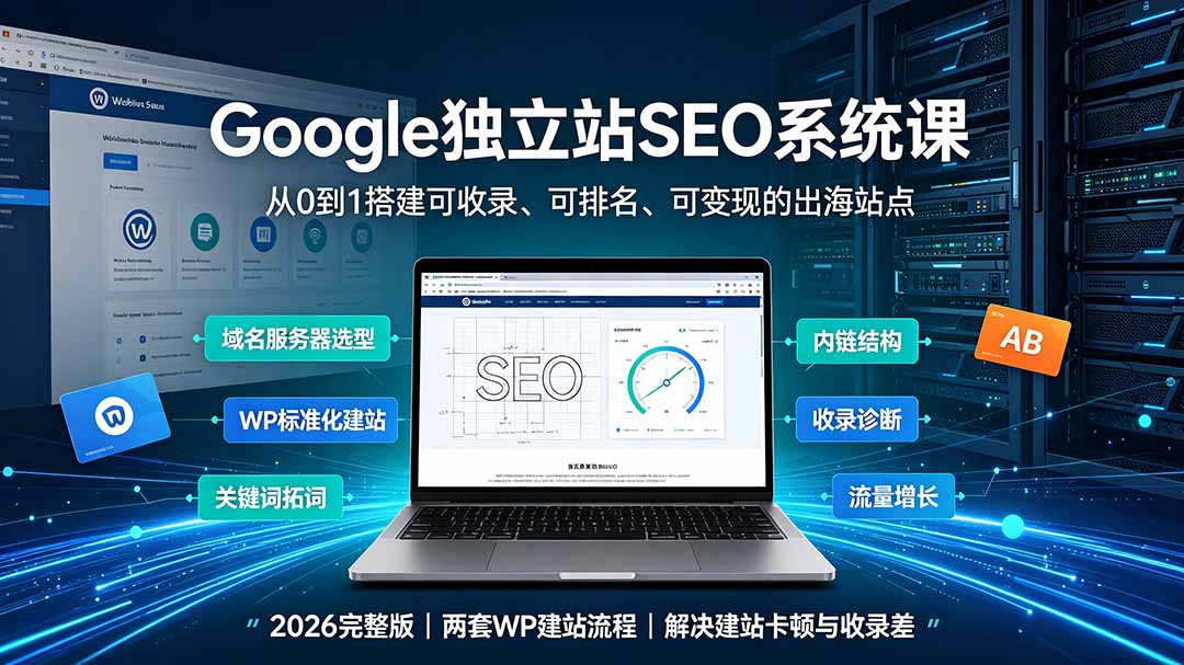 （19426期）Google独立站SEO-7月系统课：出海基建×WordPress建站×AI内容生产×站内外优化×Search Console×AdSense变现-小二项目网