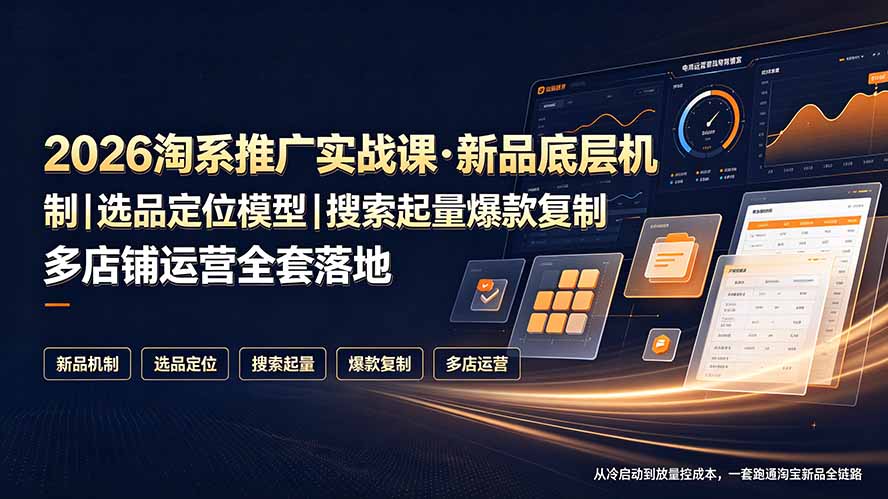 （19272期）2026淘系推广实战课·新品底层机制｜选品定位模型｜搜索起量爆款复制多店铺运营全套落地教程-小二项目网