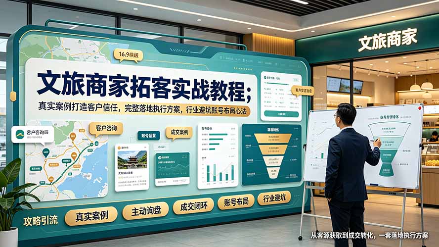 （19273期）文旅商家拓客实战教程；真实案例打造客户信任，完整落地执行方案，行业避坑账号布局心法-小二项目网