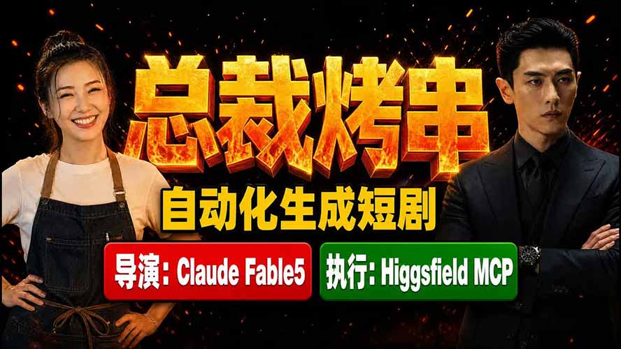 （19541期）《总裁烤串》真人短剧全自动诞生！Claude Fable5 当导演，Higgsfield MCP 执行！-小二项目网